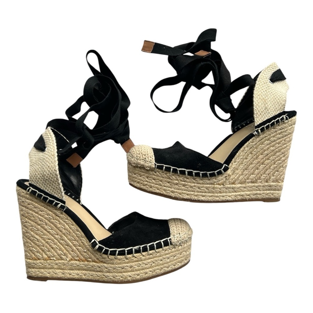 Vince Camuto Alindra Espadrille Wedge Black Excellent Size 6.5 - Picture 4 of 11